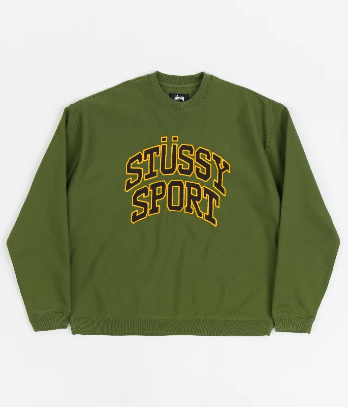 Hoodies & sweatshirts with smooth jersey sheen-Stussy Relaxed Oversized Crewneck Sweatshirt - Green