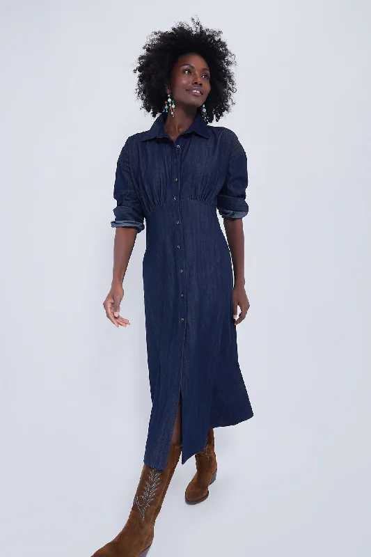 Elegant wrap maxi dresses-Denim Allyson Dress