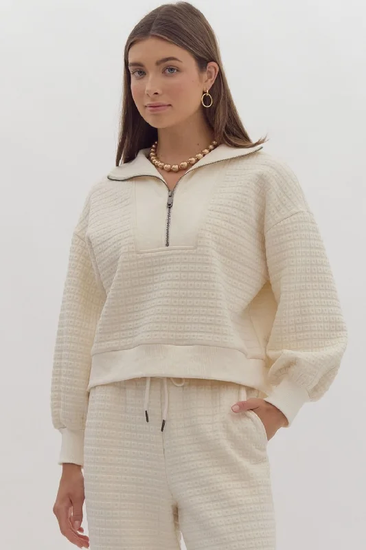 sweater tops for cool weather-True Love Cream Textured Top