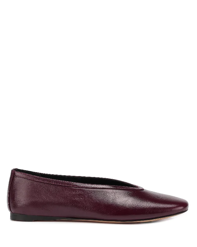 Flats with slip-on durable comfort-Lane Burgundy Leather