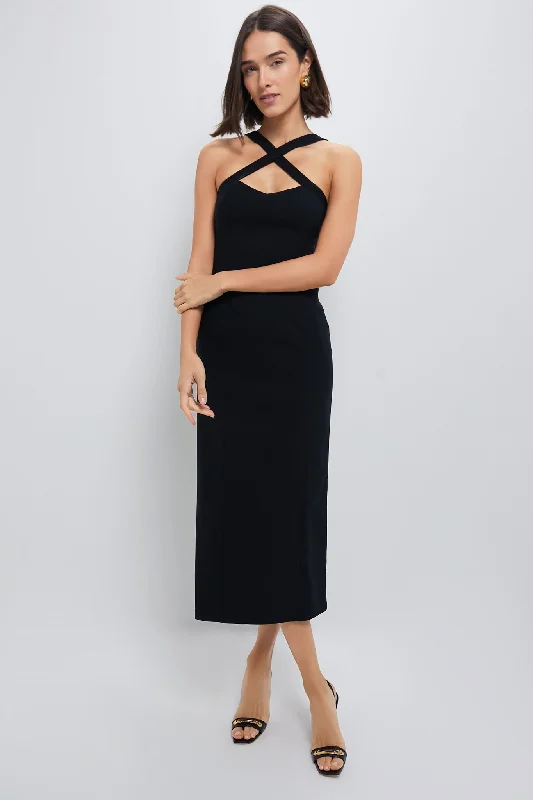 Bright party maxi dresses-Black Criss-Cross Alice Dress