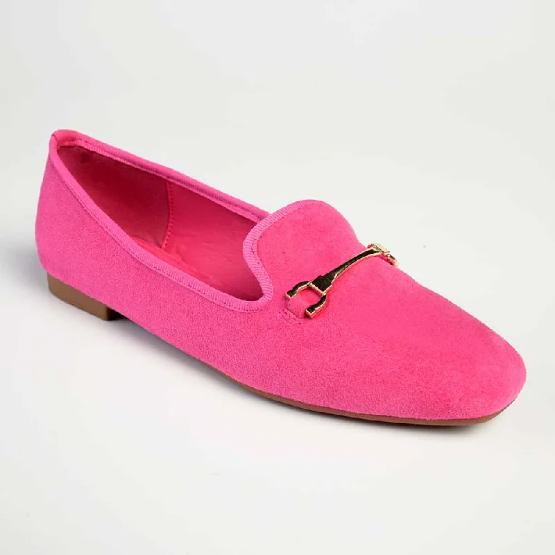 Flats with velvet cozy softness-Madison Pearl - Metal Trim Pump - Fuschia