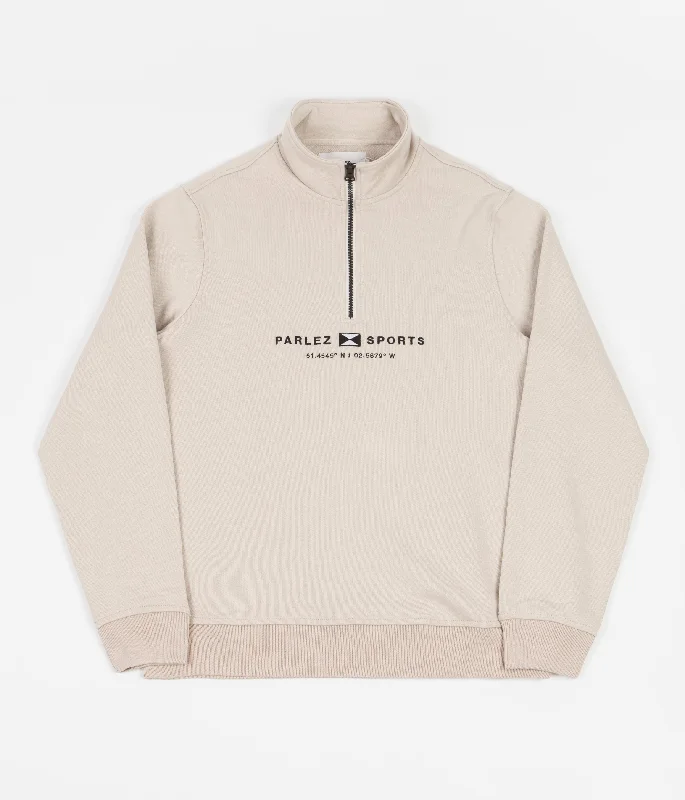 Hoodies & sweatshirts with high-end embroidered designs-Parlez Byera 1/4 Zip Sweatshirt - Ecru