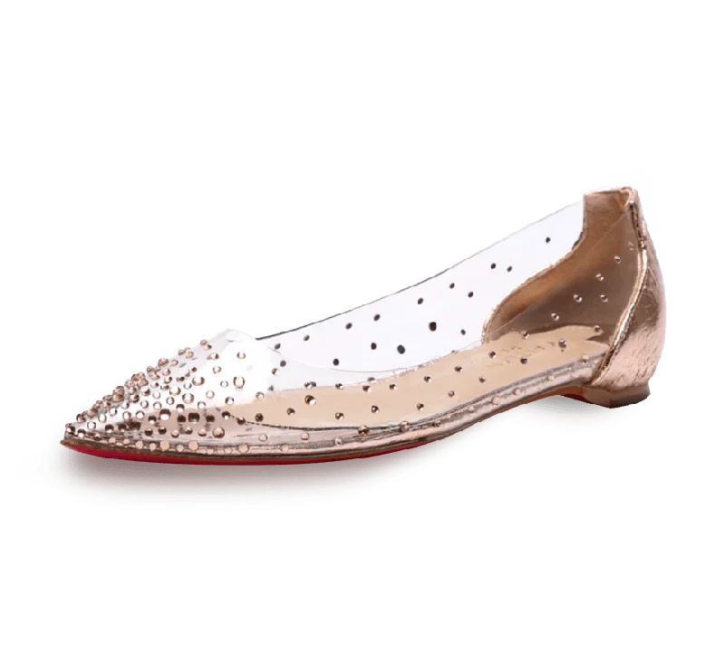 Flats with smooth leather sheen-Gypsophila PVC Crystal Flats