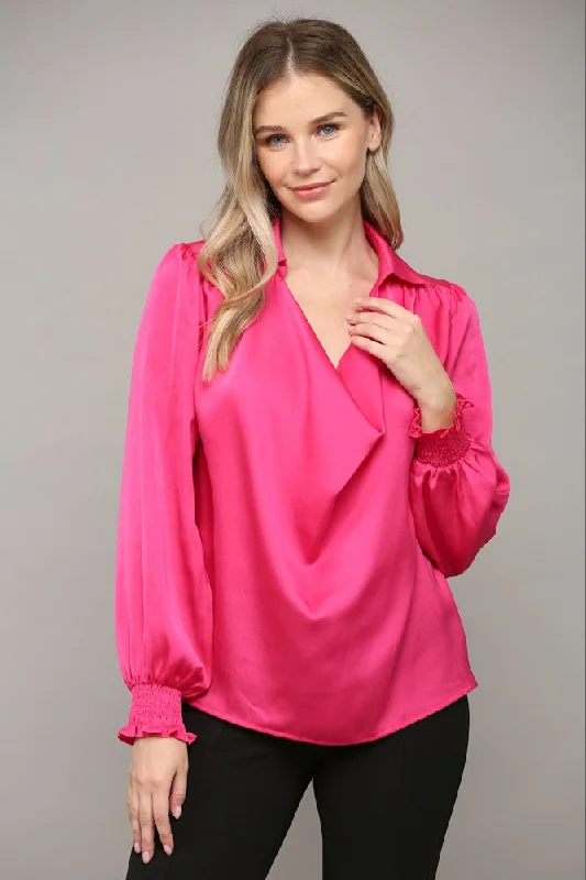 sleeveless t-shirts for summer-Endless Possibilities Fuchsia Satin Top