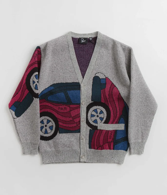 Hoodies & sweatshirts with recycled wool softness-by Parra No Parking Knitted Cardigan - Grey Melange