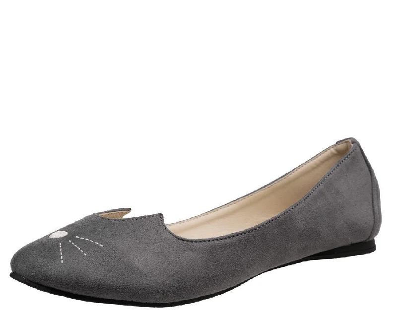 Flats with rubber flexible durability-Grey Sophistakitty Flats *ALL ITEMS FINAL SALE/NON-RETURNABLE*