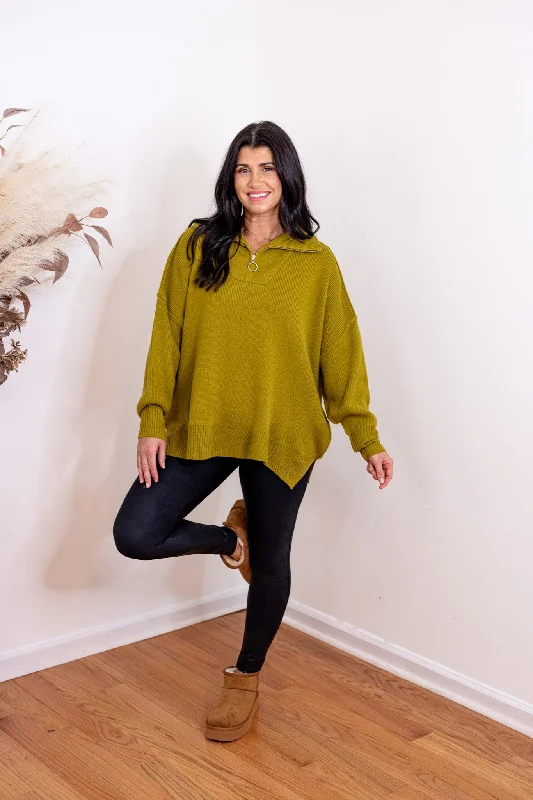 knitted tops for cozy vibes-Winter Cheer Green Knit Sweater