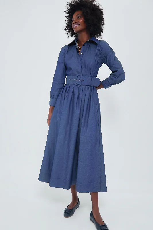 Elegant high-low maxi dresses-Chambray Comporta Dress