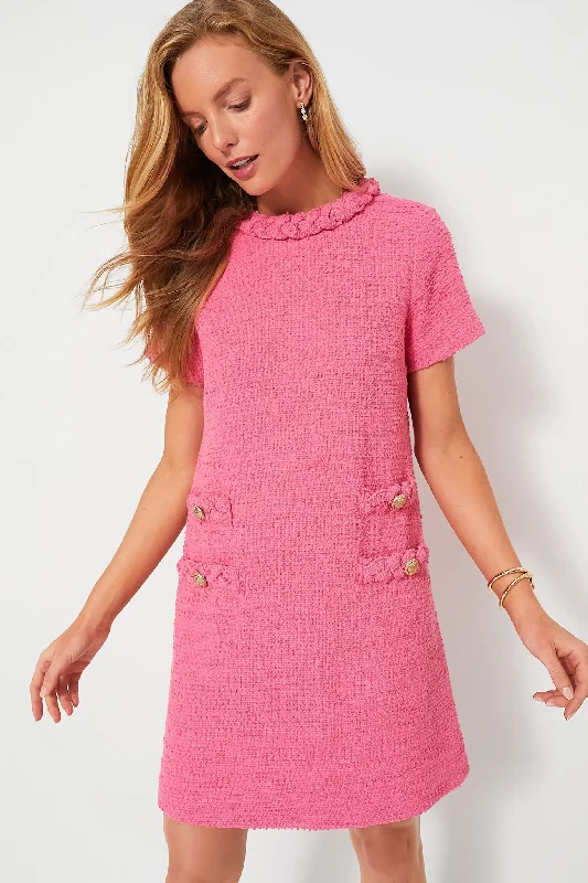 Casual tunic dresses-Hot Pink Tweed Jackie Dress