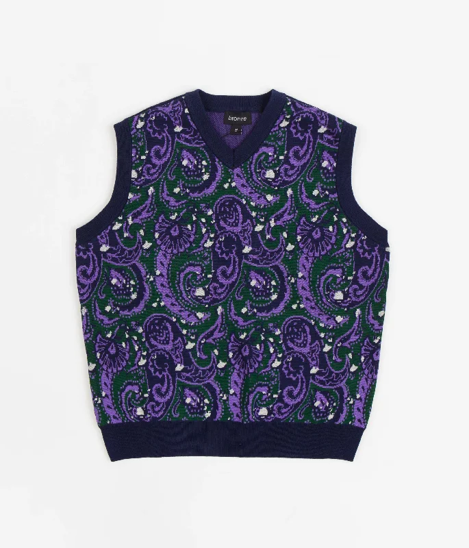 Hoodies & sweatshirts with polyester plush texture-Bronze 56K Paisley Vest - Green