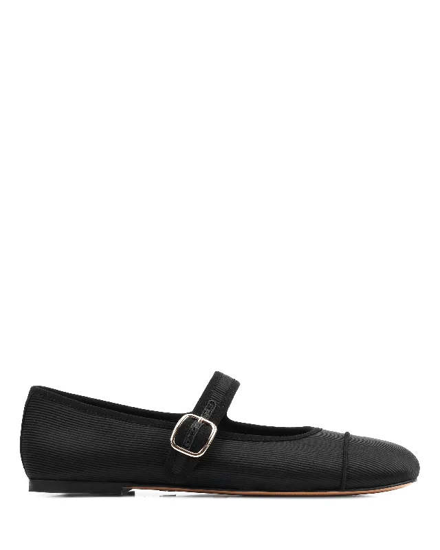 Flats with cushioned insole comfort-Dory Black Rib