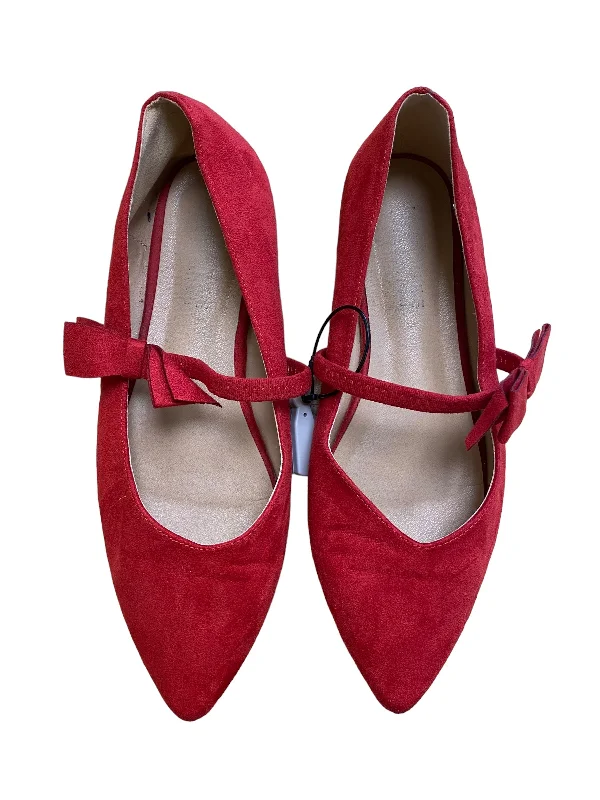 Flats with organic canvas texture-Shoes Flats By Clothes Mentor In Red, Size: 11