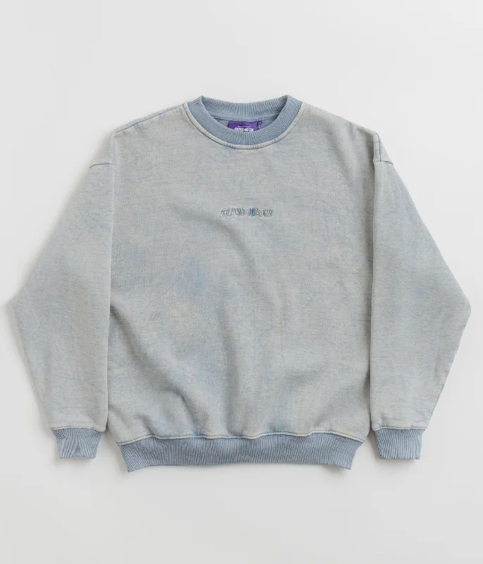 Hoodies & sweatshirts with cotton cozy fleece-Fucking Awesome Little Stamp Snow Wash Crewneck Sweatshirt - Dusty Blue