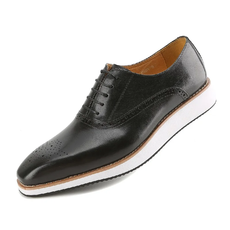 Luxury designer maxi dresses-Gino Vitale Men's Handcrafted Genuine Leather Hybrid Casual Brogue Dress Shoe