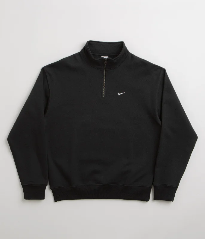 Hoodies & sweatshirts with deep emerald tones-Nike Solo Swoosh 1/4 Zip Sweatshirt - Black / White