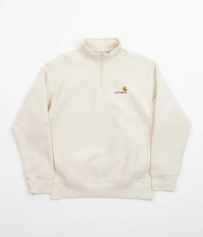 Hoodies & sweatshirts with wool breathable warmth-Carhartt Half Zip American Script Sweatshirt - Natural