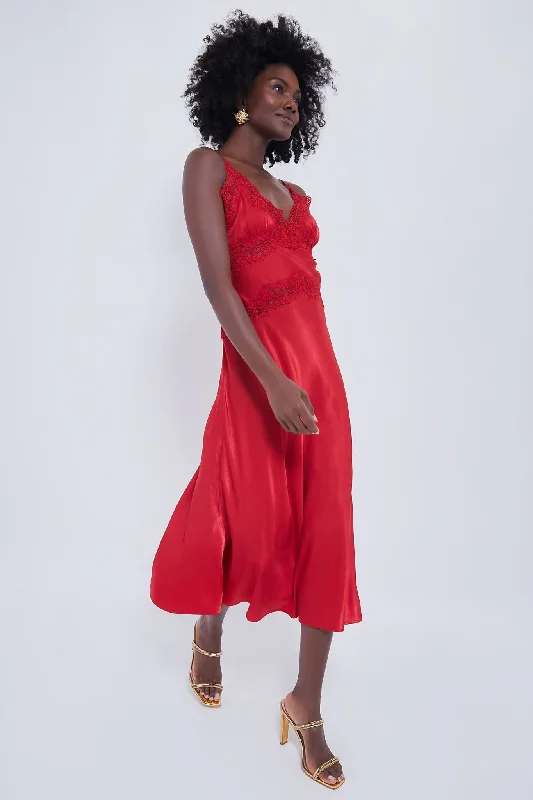 Casual denim maxi dresses-Red Frankie Midi Dress