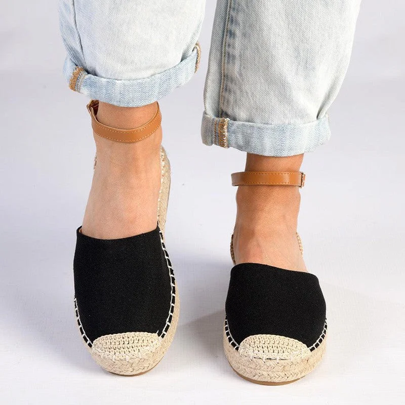 Flats with beige versatile tones-Madison Charlie Closed Espadrille Loafer - Black/Nude/Tan