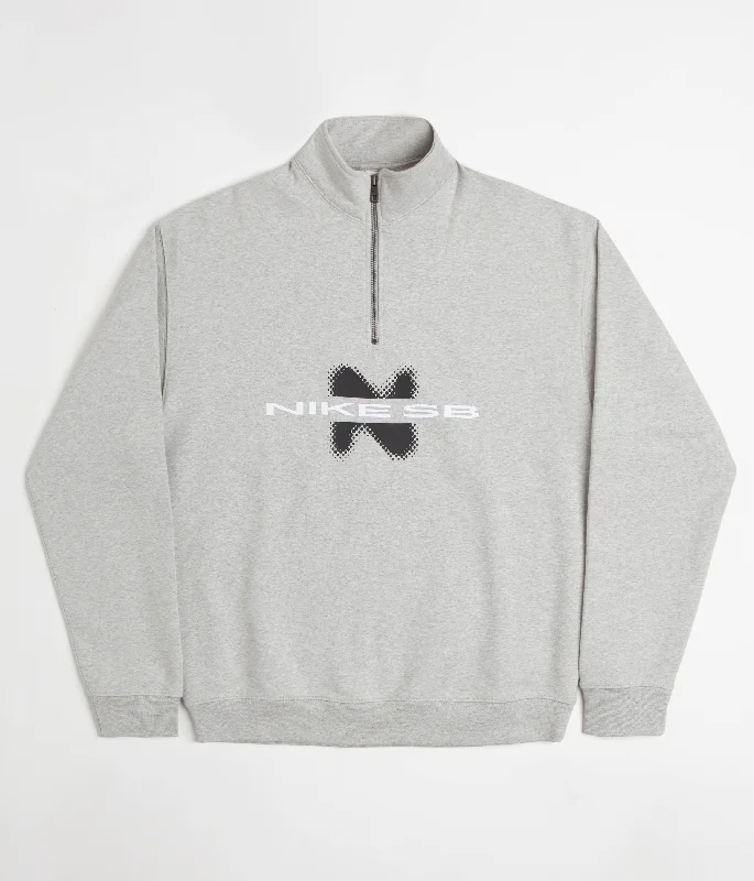 Hoodies & sweatshirts with hypoallergenic fleece-Nike SB Y2K 1/2 Zip Sweatshirt - Grey Heather / Black