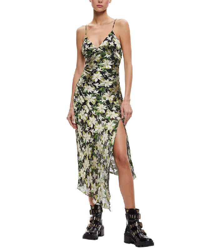 Sexy slit maxi dresses-alice + olivia Shawna Silk-Blend Slip Dress