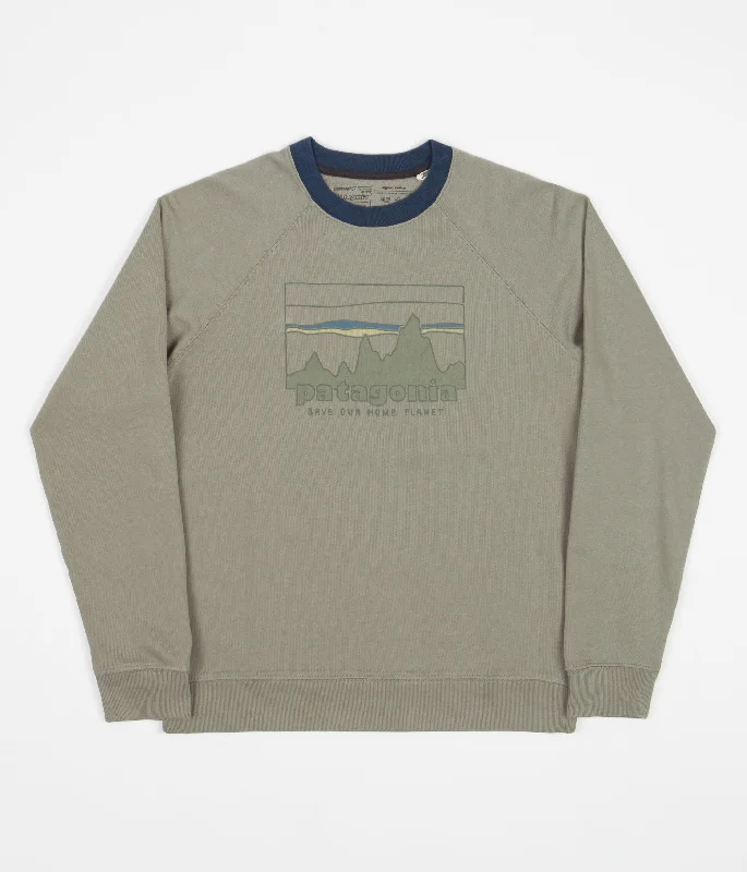 Hoodies & sweatshirts with textured fleece patterns-Patagonia 73 Skyline Organic Crewneck Sweatshirt - Garden Green