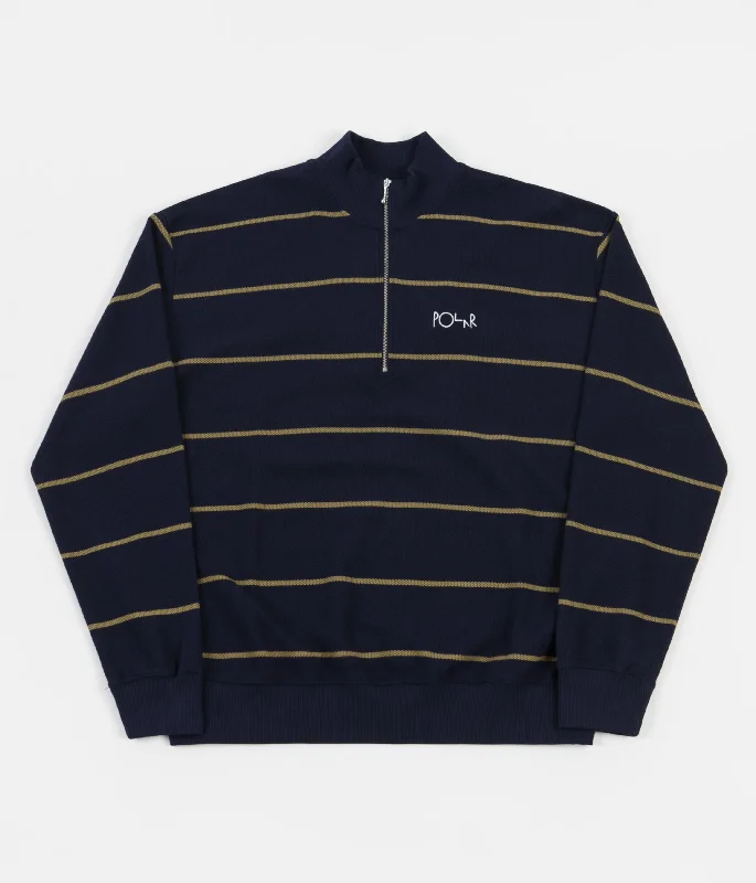 Hoodies & sweatshirts with smooth velour finish-Polar Stripe Zip Neck Sweatshirt - Rich Navy