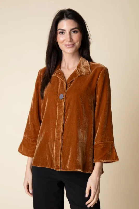 pleated blouses for fashionable texture-*SALE* HABITAT HIDDEN PLACKET SWING VELVET TOP