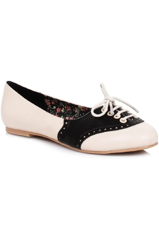 Flats with durable velvet strength-Bettie Page Halle Oxford Flat  | Black Faux Leather