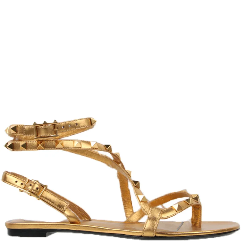 Flats with velvet chic comfort-Wrap Thong, Deep Gold