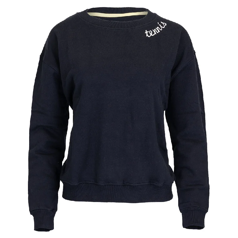 Hoodies & sweatshirts with jersey chic warmth-Women`s The Patches Tennis Sweatshirt Navy and White