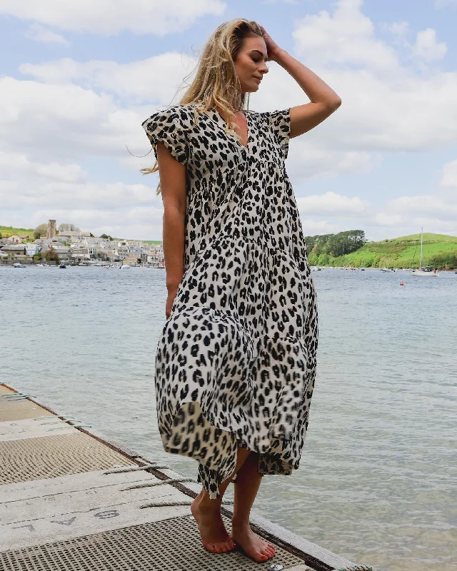 Cute polka dot maxi dresses-Aloft Sally Tier Dress