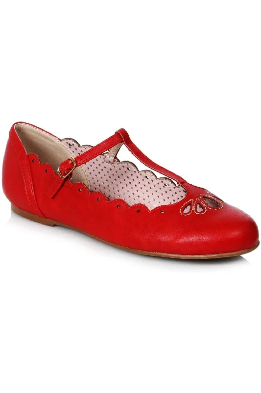 Flats with budget-friendly pricing packs-Bettie Page Maila Vintage Flat  | Red Faux Leather