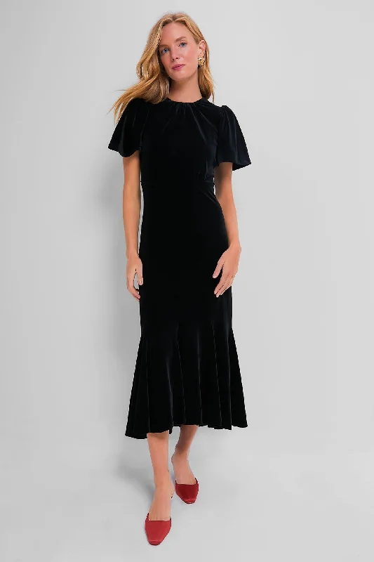 Glamorous ball gown maxi dresses-Black Velvet Elodie Dress