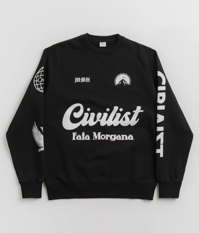 Hoodies & sweatshirts with neutral tone versatility-Civilist Fata Morgana Crewneck Sweatshirt - Black