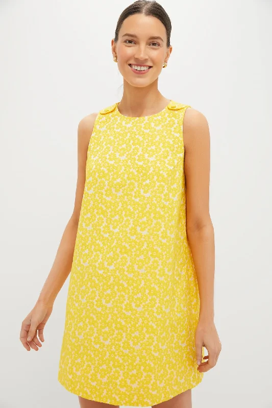 Bold sequin dresses-Yellow Daisy Jacquard Grace Dress