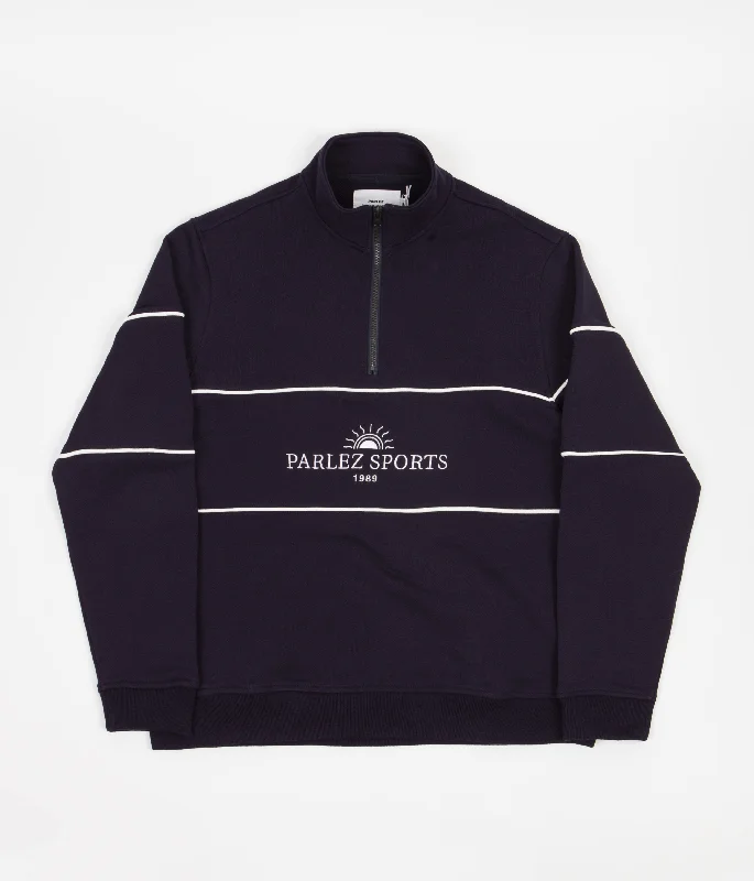 Hoodies & sweatshirts with crew neck chic design-Parlez Signus 1/4 Zip Sweatshirt - Navy