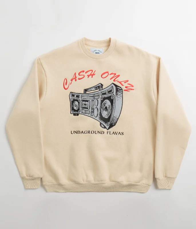 Hoodies & sweatshirts with washable cotton softness-Cash Only Boombox Applique Crewneck Sweatshirt - Cream