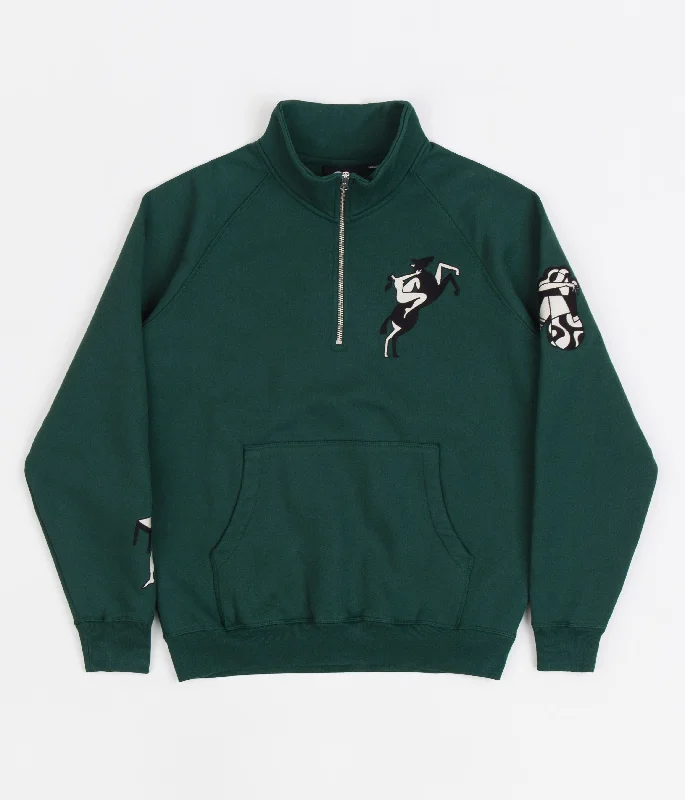 Hoodies & sweatshirts with hypoallergenic fleece-by Parra Life Experience Half Zip Sweatshirt - Pine Green