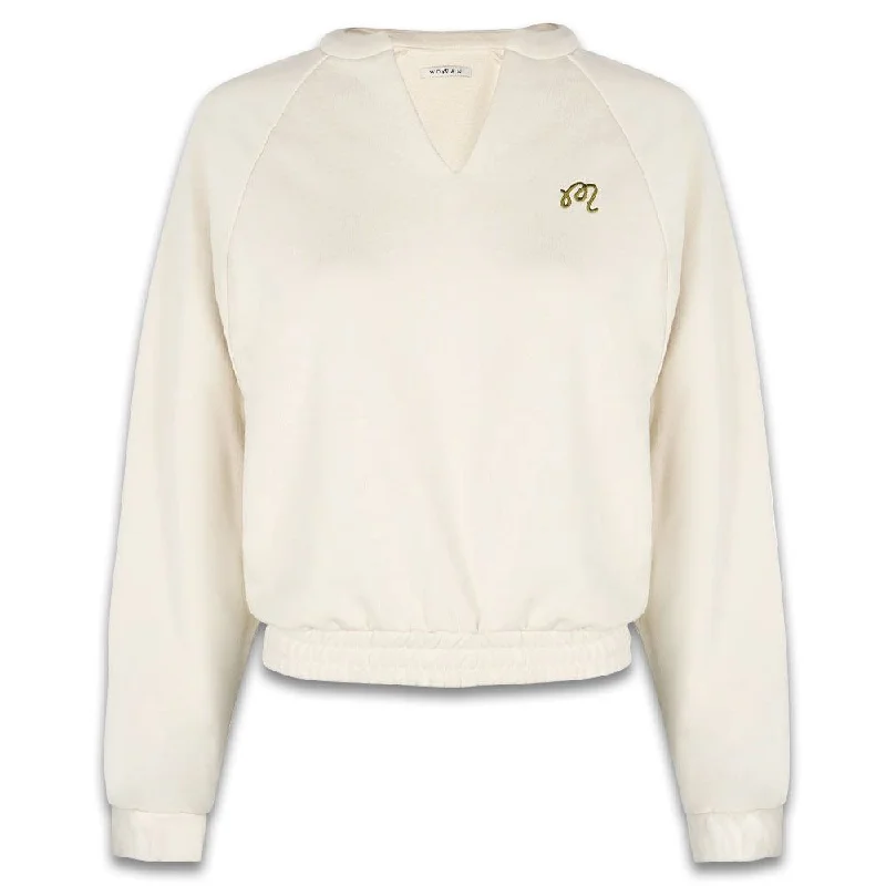 Hoodies & sweatshirts with graphic chic charm-Malbon Gianna II Raglan Pullover Golf Sweatshirt Bone - FW24 Women