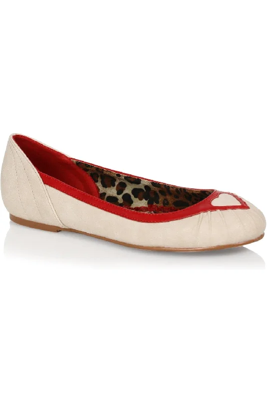 Flats with synthetic durable elegance-Bettie Page Frances Flat | Bone Faux Leather