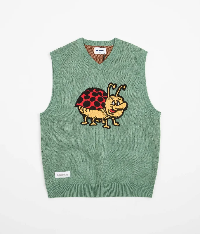 Hoodies & sweatshirts with organic jersey softness-Butter Goods Bug Knitted Vest - Washed Mint