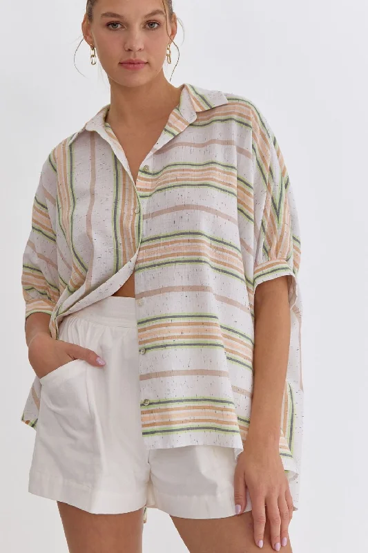 warm sweatshirt tops for relaxed wear-Keep Cool White Stripe Top