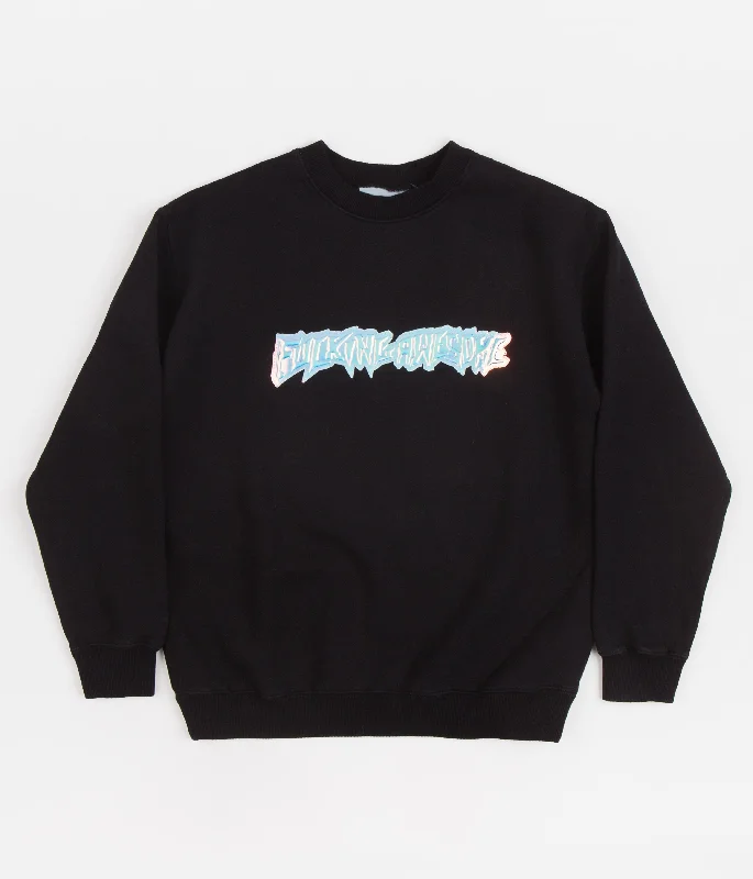 Hoodies & sweatshirts with zip-up modern charm-Fucking Awesome Iridescent Stamp Crewneck Sweatshirt - Black