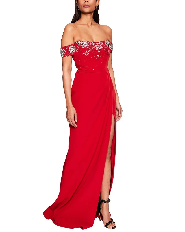 Elegant velvet maxi dresses-Marchesa Notte Solid Dress