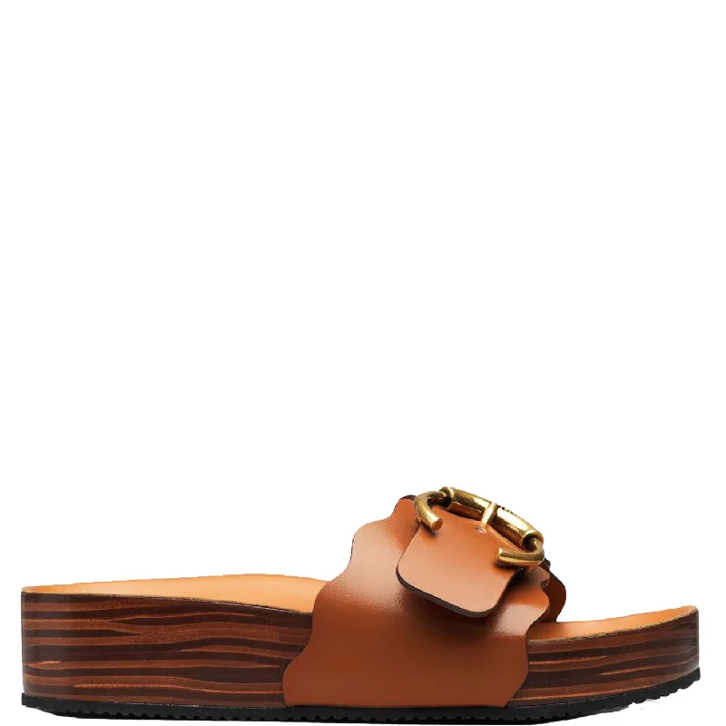 Flats with high-end custom designs-Ingrid Flatform Slide, Ochre