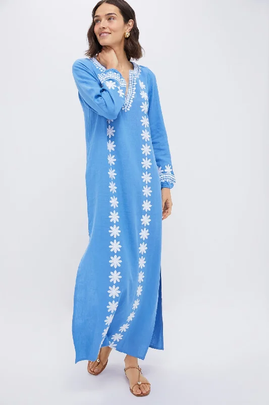 Stylish asymmetrical dresses-Marina and White Embroidered Caftan