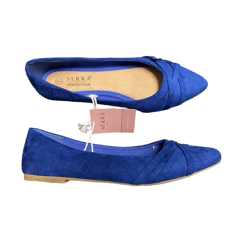 Flats with geometric modern appeal-Shoes Flats By Serra In Blue, Size: 7