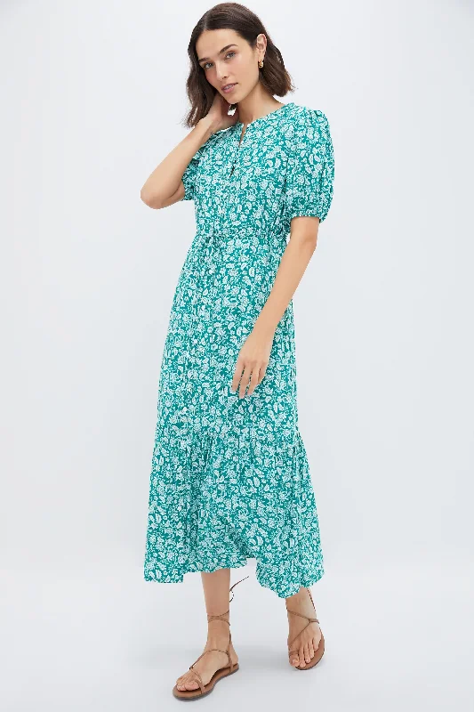 Long prom dresses-Green Micro Floral Frannie Maxi Dress