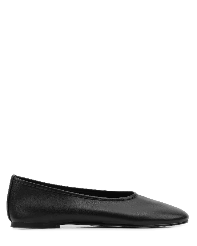 Flats with floral pattern elegance-Marylan Black Sheep Leather